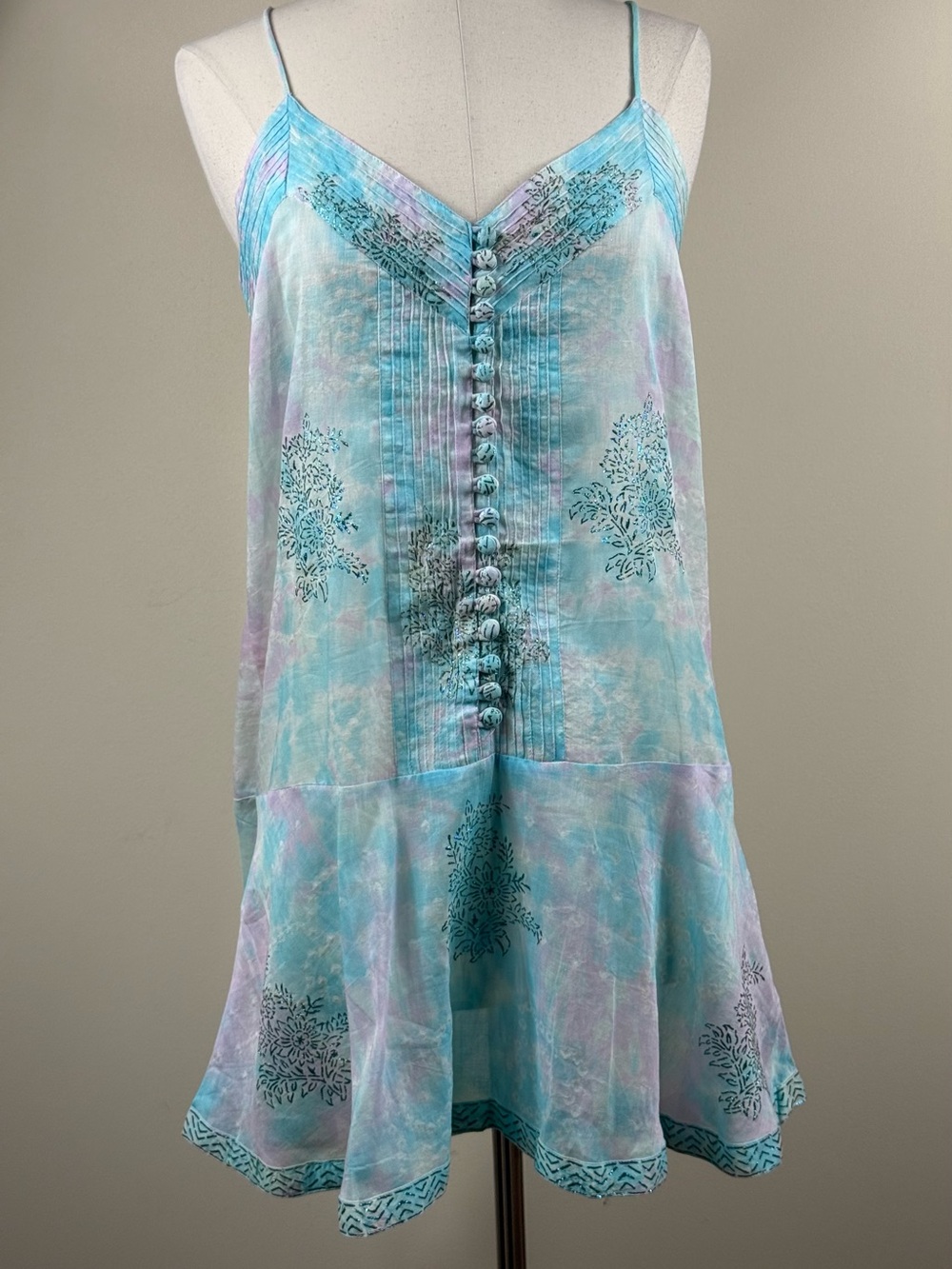 Juliet Dunn London Tie-Dye Beaded Mini Dress Sz 2